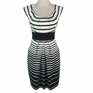 Max & Cleo Striped Pleated Pockets A Line Dress